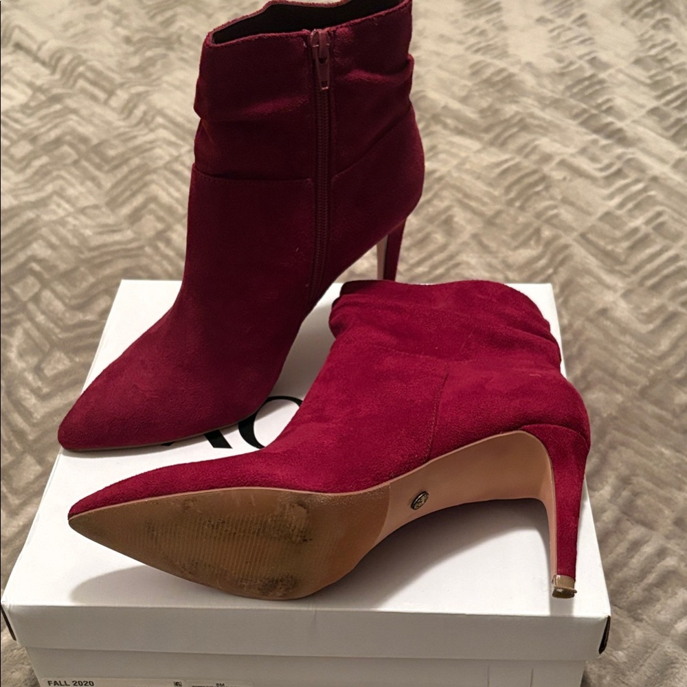 XOXO Red Suede Heeled Boots